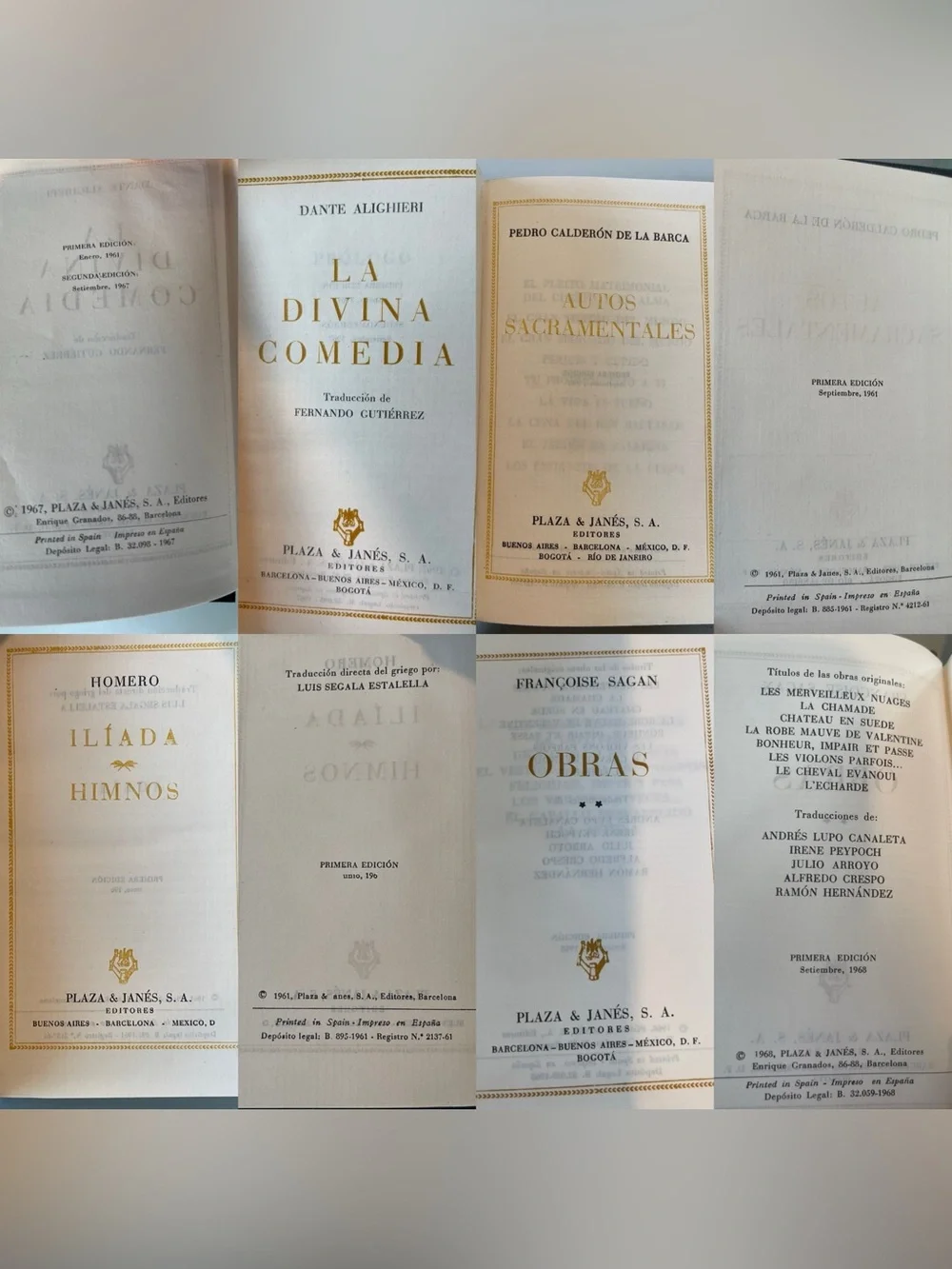 Vintage Plaza & Janés Spanish Literature Collection 5 Books Decorative Slipcases